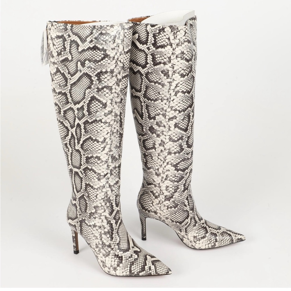 Zara Snake Print Knee-High Boots